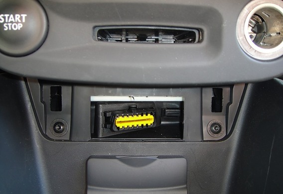 Where the diagnostic connector is located. How to find the slot for the diagnostic adapter