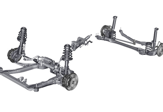 A step in the rear suspension on the uneven road at Opel Astra J GTC